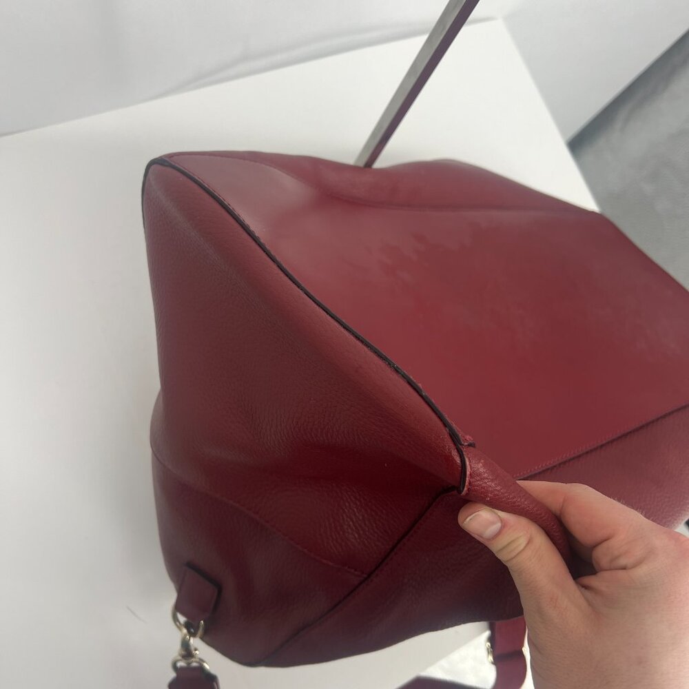 Kate Spade Filipa Pebbled Leather Duffle Overnight Weekend Bag Burgundy - Picture 11 of 17
